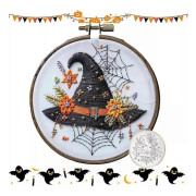 Halloween Broderikit, DIY Stämplat Korsstygn Kit Gotisk Broderidekor pot