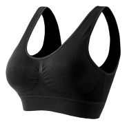 2-pack Trådlösa BH:ar för Kvinnor med Vadderad Passform, Lämpliga för Större Bystar, Kan Användas som Sov-BH, Sport-BH eller Fitness Löpar-BH Black S