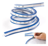 Flexibel PVC + Metall Linjal - 60cm, Flexibel Böjd Linjal, Transparent