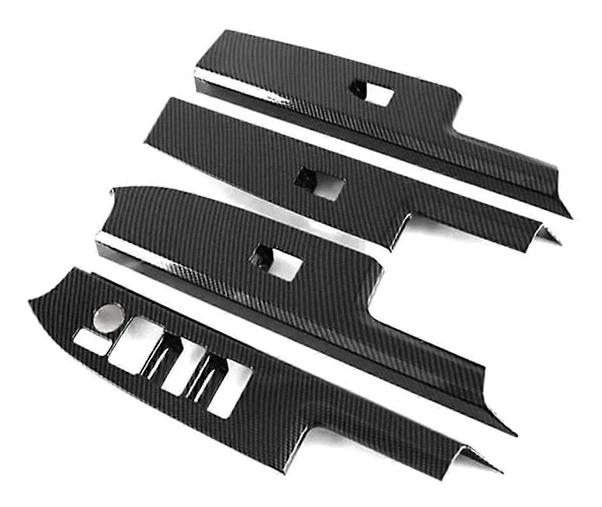 4 st Bilfönsterglas Lyftknapp Switch Cover Trim Dörr Armstödspanel för Toyota Bz4X 2022 2023 Carbon Fiber