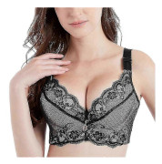 BH med två kupor, bygel, push up, vadderad, spets, plus size för dam