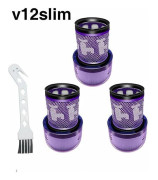 3-pack 971517-01 HEPA-filter för Dyson V12 Detect Slim sladdlös dammsugare med 1 borste