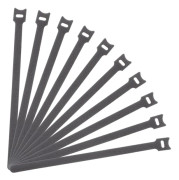(10 st/grå specifikationer: bredd 12*längd 260mm) Kardborreband för sladdar, mångsidigt (förpackningsstorlek: 27*2*3cm)