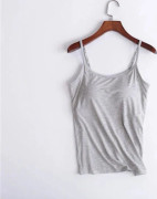 Dam Camisole Toppar Med Inbyggd BH Halsväst Vadderade Slim Fit Linnen Grey 6XL
