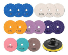 16 st Diamantpoleringsdynor Kit 4 tum 100 mm Våt/Torr för Granitsten Betong Marmor Polering Us Edition 0710