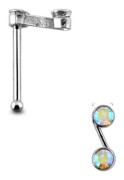 REA___ st S-formad näspiercing i silver med 2 AB strass stenar K