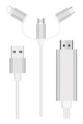 3-in-1 HDMI Kabel - Lightning, Type-C, MicroUSB Vit