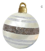 Utomhus jul PVC uppblåsbar dekorerad boll med uppblåsningspump 60 cm i diameter trädgårdsgård gräsmatta festivaldekor C