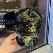 Mesh paljett-hatt för kvinnor, ventilerande solskydd och solhatt, fashionabel och mångsidig för resor, koreansk version av baseballkeps, ankungekeps Green grid glitter mesh cap adjustable