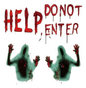 Halloween Spökhus Dekoration Återanvändbara DIY Blodiga Text Väggdekaler 4 Delar