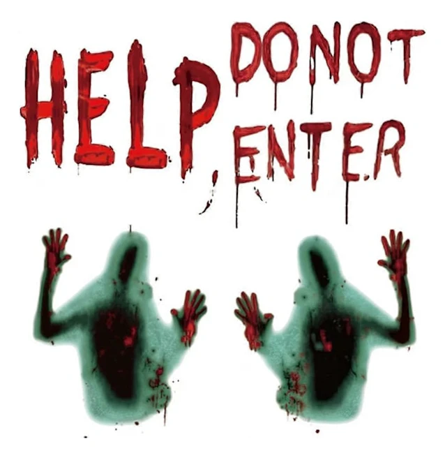 Halloween Spökhus Dekoration Återanvändbara DIY Blodiga Text Väggdekaler 4 Delar