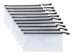 10-pack Mesh Blixtlåspåsar, Vattentäta Dokument- och Pennfodral för Klassrumsorganisation, Skolmaterial, Kontorsförvaring (Svart)
