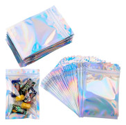 Mylar Zip-påse, 100 Stycken Klar Guld Återförslutningsbar Mylar-påse, Metallisk Mylar Platt Självförslutande Matförvaringspåse av Aluminiumfolie, Ventil Zip-påse För Ca