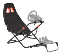 Rattstativ för simracing - Hopfällbart och justerbart - Sittbredd 47 cm - Passar de flesta rattar och pedaler - För växelspak höger/vänster - Svart