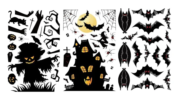 Halloween fönsterdekaler, Halloween fönsterdekorationer, dubbelsidiga Halloween-dekaler KLB