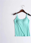 Dam Camisole Toppar Med Inbyggd BH Halsväst Vadderade Slim Fit Linnen Mint Green 4XL