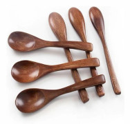 Träslevset - 6 Delar - Naturträ - Lämplig för Honung, Kaffe, Sylt och Badsalt - 15,2 cm [HK]