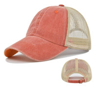 4-pack Vintage Ostrukturerade Truckerkepsar Justerbara Bomullstvättade Slitna Mesh Baksida Basebollkepsar för Utomhussporter Tennis