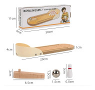 Pedagogiska Mini Bowling Leksaker i Trä för Barn - Interaktivt Bordsspel för Föräldrar och Barn