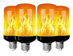 4-pack E27 Ljuslampor med Flammeffekt 4W Bas LED Flammeffektlampor 4 Belysningslägen Dekorativa Inomhuslampor för Hem Trädgård Fest