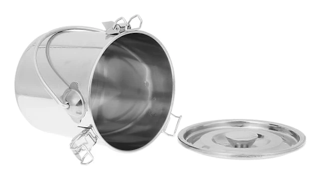 Lufttät Hink Rostfritt Stål Lufttät Tunna för Utomhusbruk (LGL) Silver 17.00X17.00X17.00CM