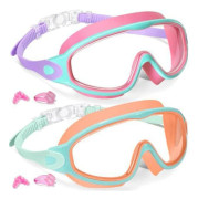 Water Space 2-pack simglasögon för barn, pojkar och flickor 3-15 år, bred synvinkel, anti-dimma, UV-skydd och vattentäta