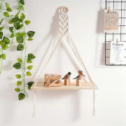 2 ST Hängande Hylla Boho Handgjord Böhmisk Trä Växter Flytande Rep Hyllor Dekorativ Hållare, C