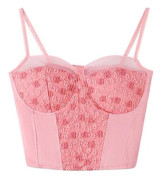 Sexig spetslinne med blommiga band, rosa pink