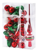 34pcs Christmas Ornament Shatterproof Plastic Christmas Balls Christmas Decoration Christmas Tree Ball Glitter Shiny Christmas Tree Pendant (red And G
