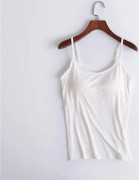Dam Camisole Toppar Med Inbyggd BH Halsväst Vadderade Slim Fit Linnen White 4XL