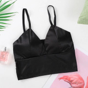 Rörtopp för damer i satin Crop Toppar SVART - high quality black