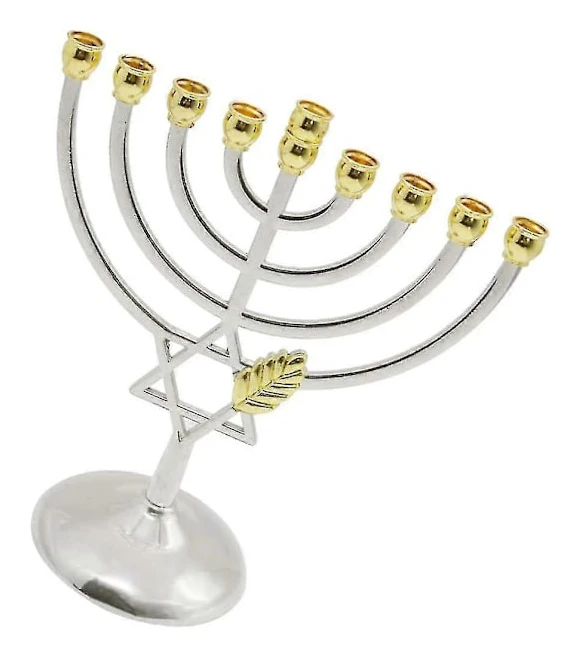 Traditionell Klassisk Chanukka-Menorah 9-Ljusstake Metallhantverk Lämplig för Nyårshelg Heminredning