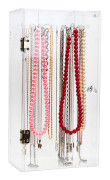 Acrylic Necklace Holder with 24 Hooks Clear Necklace Organizer Dustproof Rotating Jewelry Storage Rack Display Case