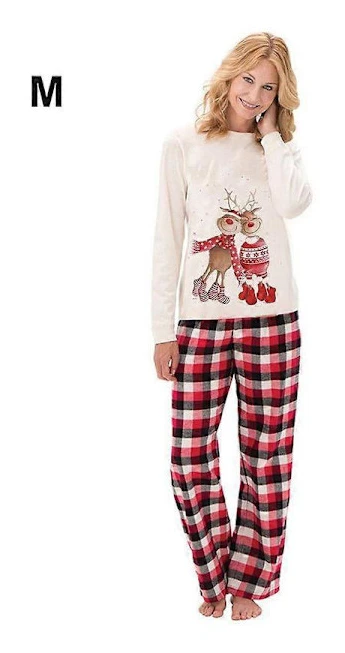 Matchande julpyjamas Älg Familj Herr Barn Pyjamas Jul Nattkläder Set women m