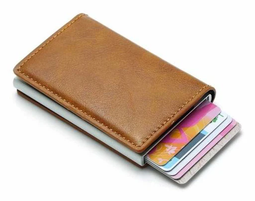 Brun RFID - NFC Skydd Läder Plånbok Korthållare 6st Kort