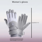 Höst- och vinterhandskar för kvinnor, fashionabel design med pekskärmskompatibilitet, förtjockade fodrade vindtäta köldtåliga varma handskar, utomhus (FMY) Women's Gray And White