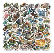 50X 3D Micro Landscape Fairytale European Castle Design Stickers Laptop Graffiti