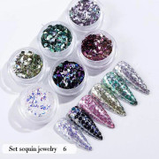 [LCS]6st Rosa Söt Nagelglitter Set Holografisk Nagelpulverflingor Manikyr Ultratunn Nagelkonstpaljett 6