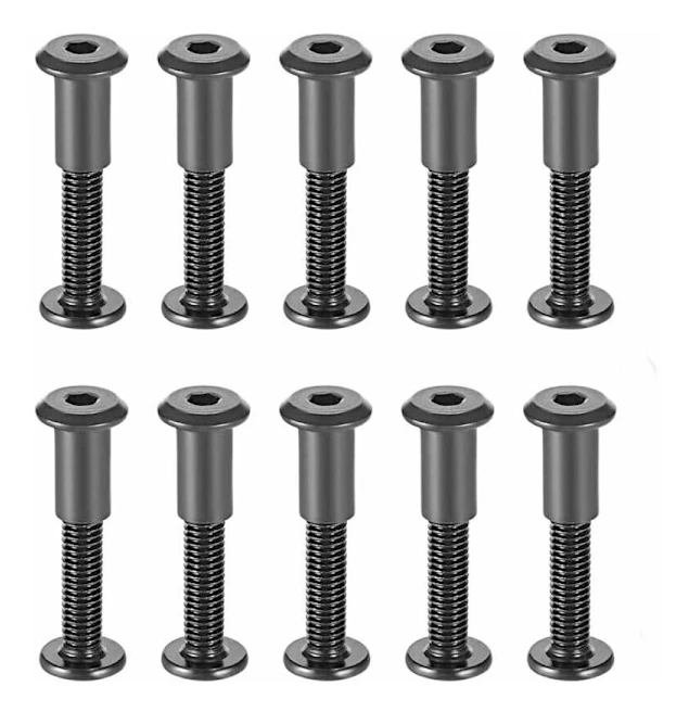 M6 x 35mm Fästskruvar med matchande muttrar Hylsmutter med rund