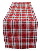 Hemtextil Röd Rutiga Bordstablett - 100% Ren Linne 32x183cm