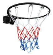 45,72 cm Basketkorg Ersättning, Dubbel Fjäder Basketring med Nät för Mark- och Väggmontering, Stål för Inomhus & Utomhus - Svart