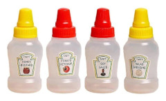 Mini Ketchupflaskor för Bento Box Tillbehör, Mini Kryddflaskor
