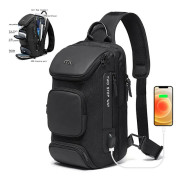 Multifunktion Stöldskydd USB -axelväska Resepaket svart 21*35*12cm