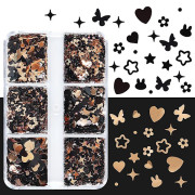 Holografiska Fjärilsnagelglitter Sekvenser, Nagelförstärkning Fjäril Hjärta Blomma Stjärna Kanin Design Glitterflingor Nageldekor 6 Rutor