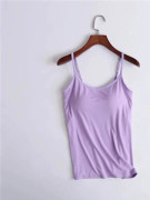 Dam Camisole Toppar Med Inbyggd BH Halsväst Vadderade Slim Fit Linnen Purple 2XL