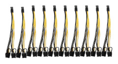 10 st 6-pin till dubbel PCIe 8-pin (6+2) Bildkort PCI Express Strömadapter GPU VGA Y-splitter Förlängning