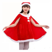 Jul Barn Flickor Sammet Cape Klänning Med Boyshorts Tomteluva Outfits Maskeradklänning Jul Fest Tomten Cosplay Kostym