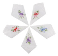 2x5st Kvinnors Vita Blomma Broderi Bomull Spetshanddukar Näsduk 02