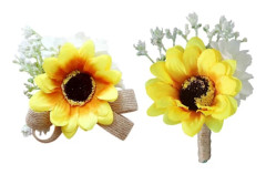 Solros Bröllopskorsage och Handledsblomma Set - 1 Korsage & 1 Handledsblomma (FMY)