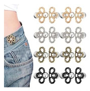 8 st midjedragare, 4 färger blomma jeans knappdragare justerbara byxor